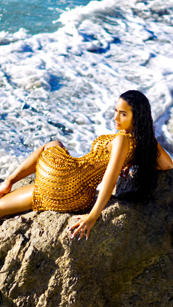 SENSATION Laser-Cut DRESS Metallic KARAT GOLD  Facetfine