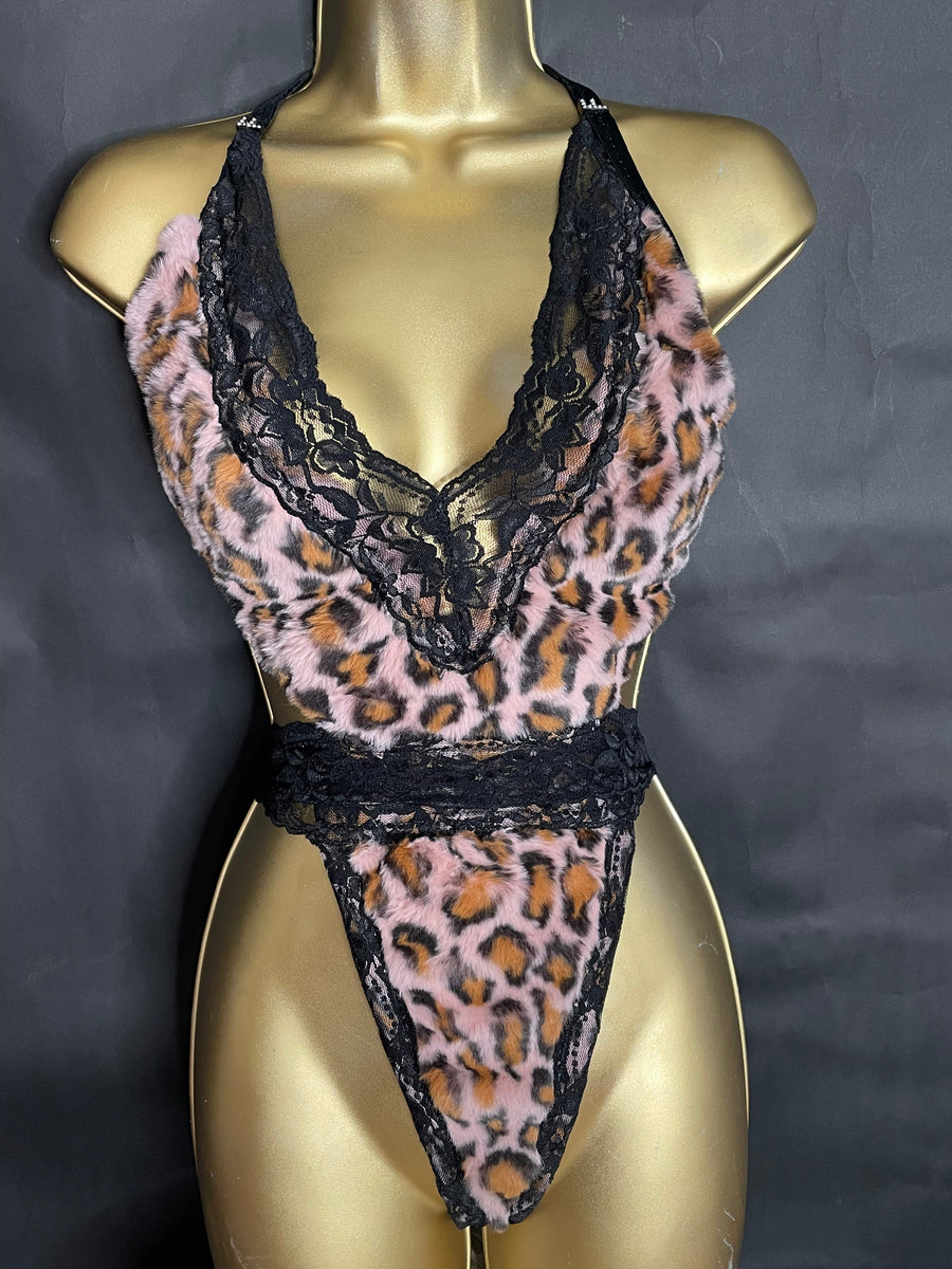 FUR ROSETTE LEOPARD Convertible 2 Piece