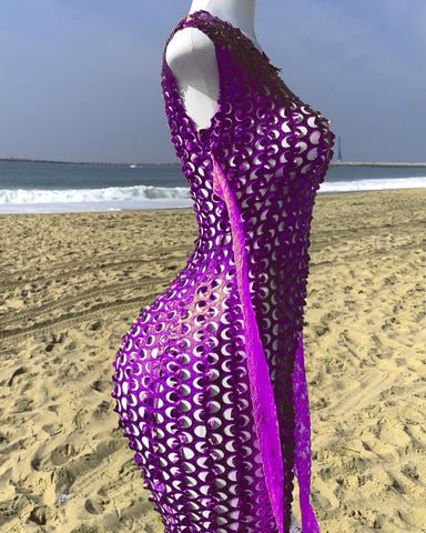 SENSATION Laser-Cut DRESS Metallic LAVENDER FLOWERS