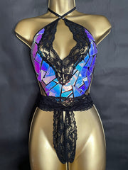 GALAXY CRISS-CROSS Double F RHINESTONE CHOKER
