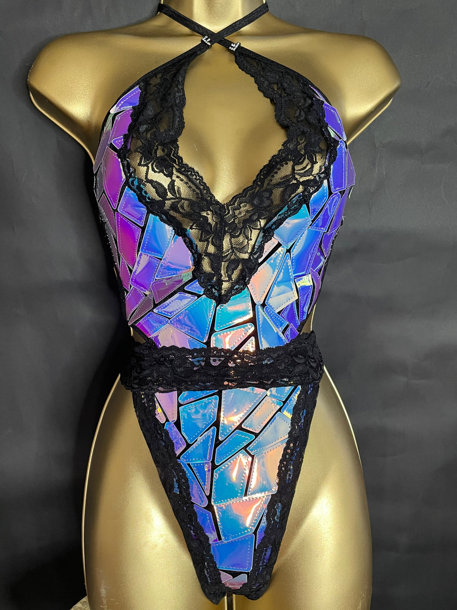 GALAXY Double F RHINESTONE CRISS-CROSS CHOKER with BLACK VELVET STRAPS 