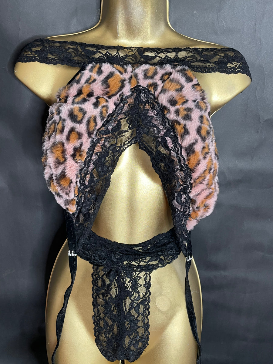 FUR ROSETTE LEOPARD Convertible 2 Piece