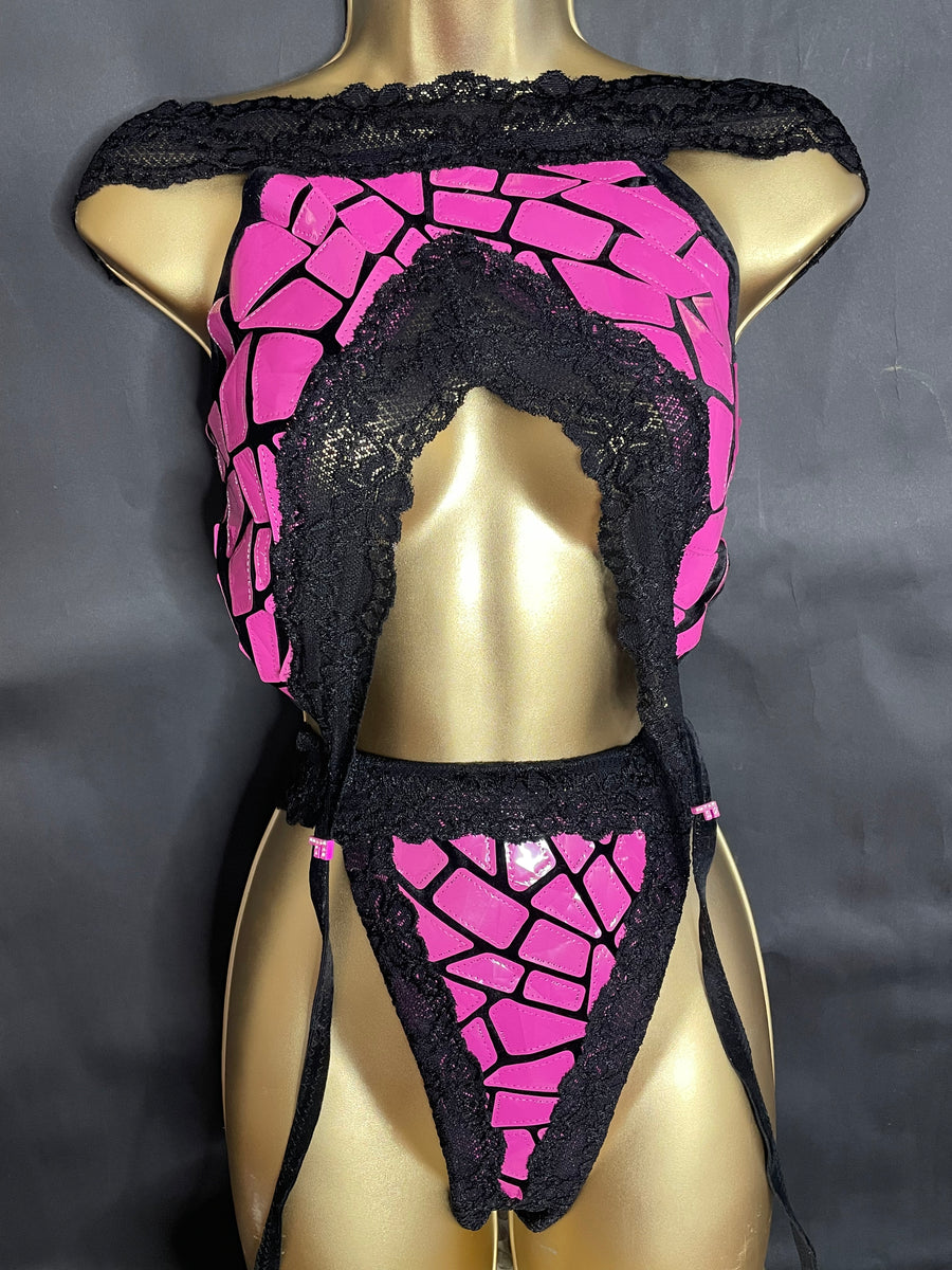 PINK PANTHER PAWS PEEK A BOO CLEAVAGE.  New!  SEAMLESS LACE COMFORT CROTCH