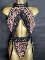 FUR ROSETTE LEOPARD Convertible 2 Piece
